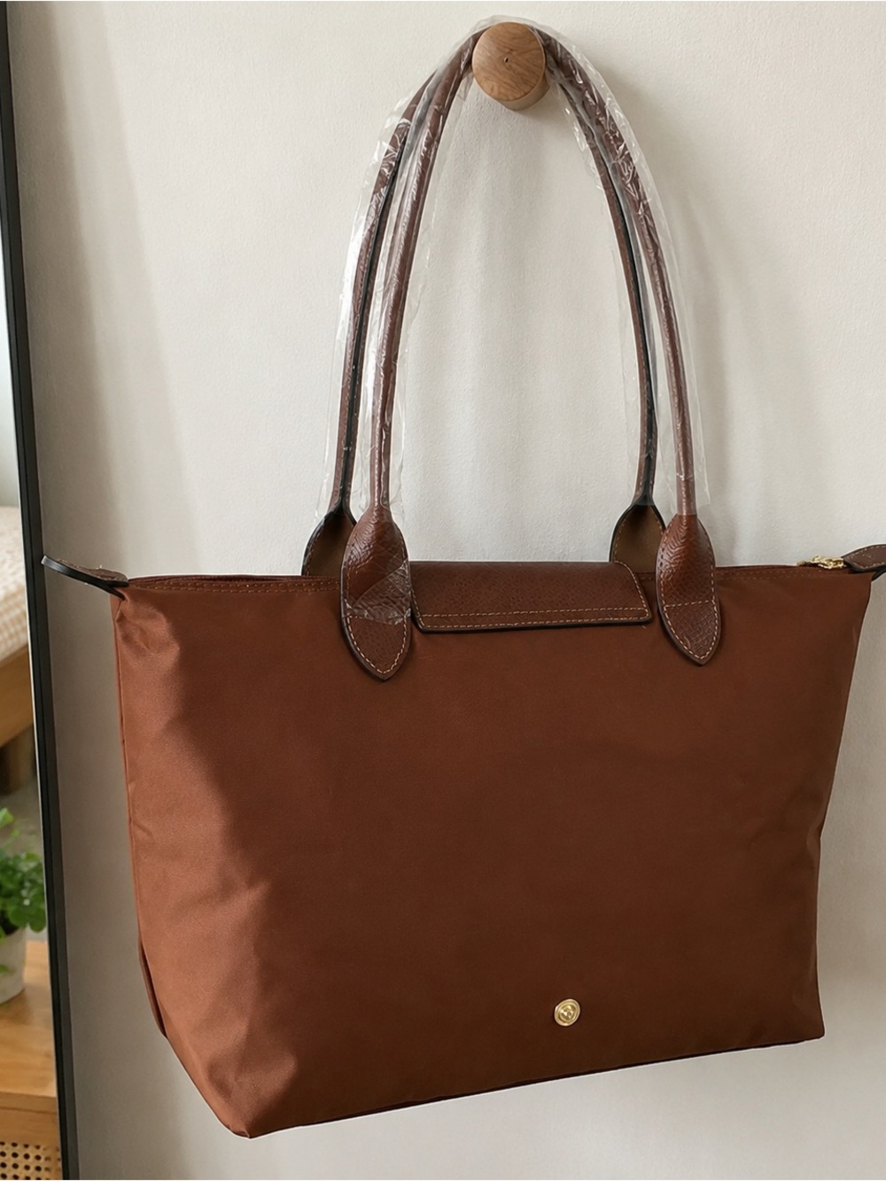Longchamp Brown Nylon Tote with Brown Leather Trim - Picture 2 of 4